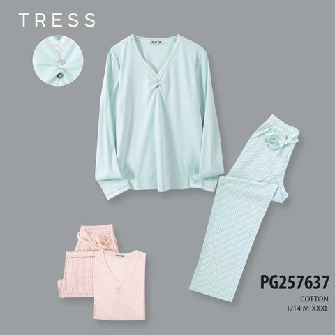 Ženska dolga pižama, Tress 7637 soft pastel