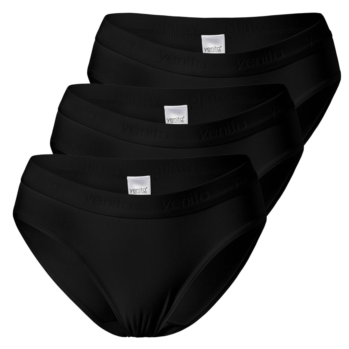 Ženske bombažne bikini slip spodnjice Sport 3/1, Yenita 5055 črna