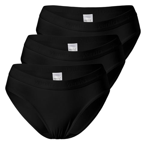 Ženske bombažne bikini slip spodnjice Sport 3/1, Yenita 5055 črna