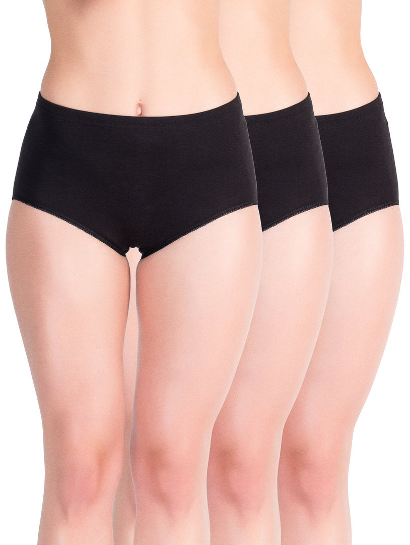 3x ženske bombažne maxi slip spodnjice za večje številke, 5109 črne