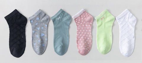 6 parov ženskih nogavic iz bambusa, nizke različni vzorci 5968- TANKE