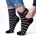 6 parov ženskih antibakterijskih nogavic brez elastike in brez šiva, črtaste 5838 TANJŠE