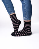 6 parov ženskih antibakterijskih nogavic brez elastike in brez šiva, črtaste 5838 TANJŠE