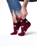 6 parov ženskih nogavic brez elastike, bordo mix 5928