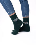 6 parov ženskih nogavic brez elastike, enobarvne s srčkom 5694