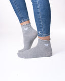 6 parov ženskih nogavic brez elastike, polvisoke 5827 srebrni srček