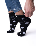 6 parov ženskih nogavic brez elastike, polvisoke črno-bele 5681