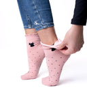 6 parov ženskih nogavic brez elastike, polvisoke z mačko 5682