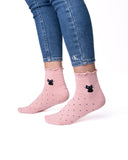 6 parov ženskih nogavic brez elastike, polvisoke z mačko 5682