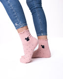 6 parov ženskih nogavic brez elastike, polvisoke z mačko 5682