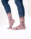 6 parov ženskih nogavic brez elastike, veliki srčki 5929