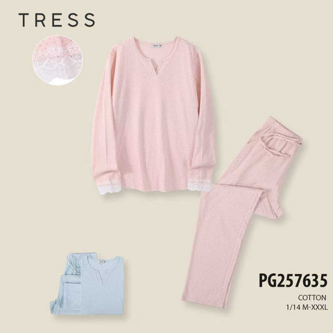Ženska dolga pižama, Tress 7635 mini pikice