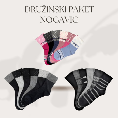 Družinski paket nogavic brez elastike