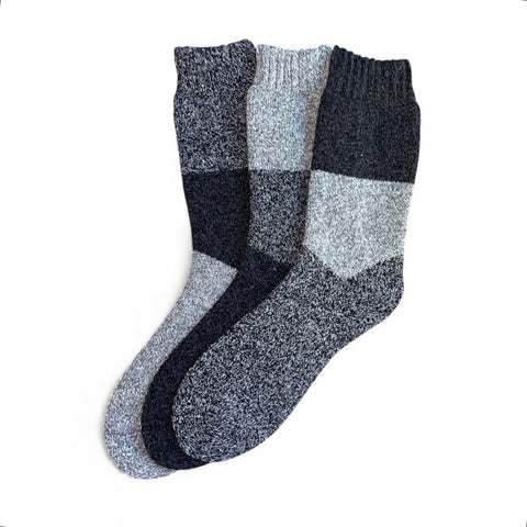 3 pari volnenih nogavic z mešanico alpake, 6490 sive