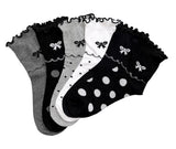 6 parov ženskih nogavic brez elastike, polvisoke črno-bele 5681