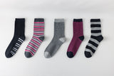 5 parov ženskih nogavic, črte roza-sivo-črne 5582