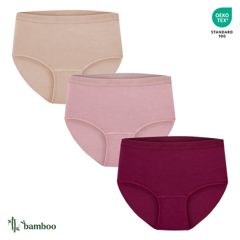 3x ženske spodnje hlačke z višjim pasom iz bambusa, Benyson 7201