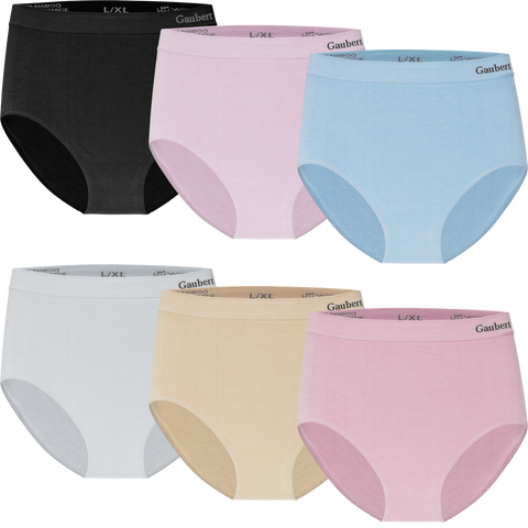 6x ženske slip spodnjicez visokim pasom iz bambusa, Gaubert 3102 mix