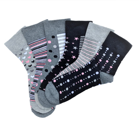 6 parov ženskih nogavic brez elastike 5580.2, sivo-črne