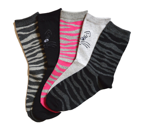 5 parov ženskih nogavic, zebra 5513