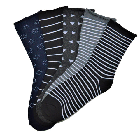 5 parov debelih termo ženskih nogavic brez elastike, 5637 modro-sive